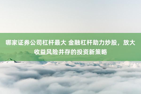 哪家证券公司杠杆最大 金融杠杆助力炒股，放大收益风险并存的投资新策略