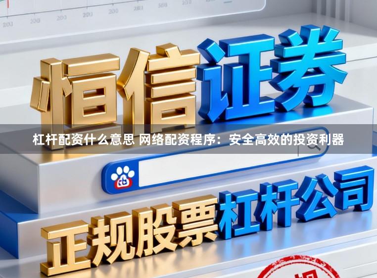 杠杆配资什么意思 网络配资程序：安全高效的投资利器